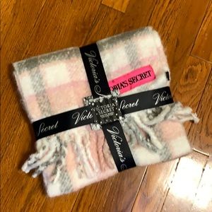 Victoria’s Secret Blush and Grey Plaid Blanket